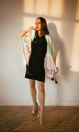 WS1016 Silk shaded scarf with embroidery - scarves & stoles