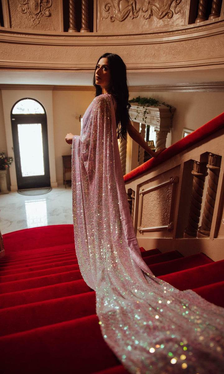 Lilly Purple Sequins Saree - Raas